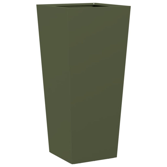 vidaXL Fioriere da Giardino 2 pz Verde Oliva 35x35x75 cm in Acciaio