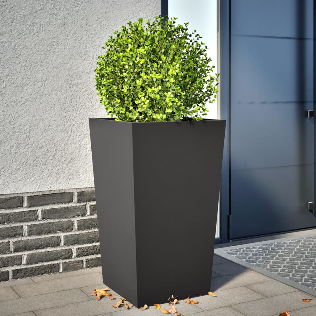 Fioriera da Giardino-Vaso da Esterno-Contenitore per Piante Nera 45x45x75 cm in Acciaio