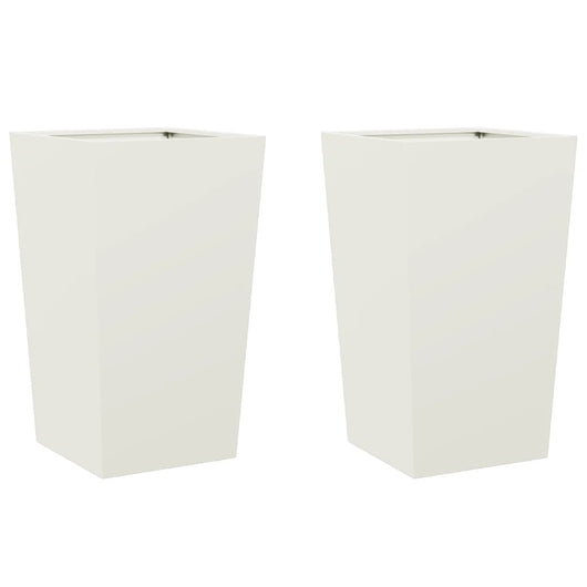 Vaso per fioriera aiuola rialzata piante fiori giardino terrazze set da 2 45 x 45 x 75 cm acciaio bianco 02_0038979