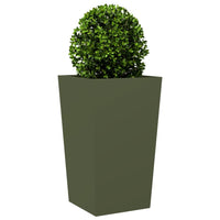 Fioriera da Giardino-Vaso da Esterno-Contenitore per Piante Verde Oliva 45x45x75 cm in Acciaio