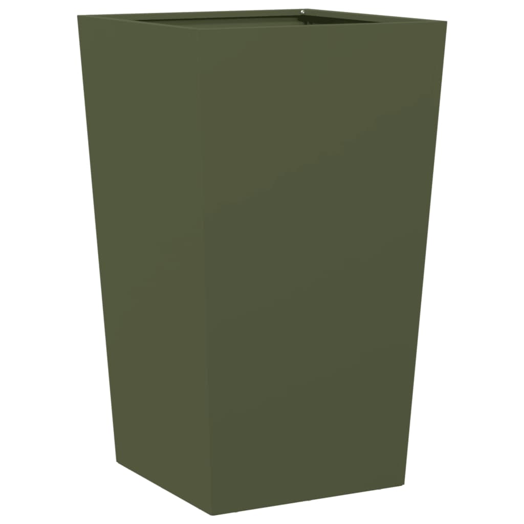 Fioriera da Giardino-Vaso da Esterno-Contenitore per Piante Verde Oliva 45x45x75 cm in Acciaio