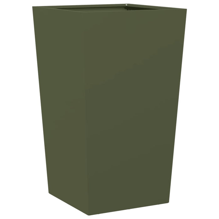 Fioriera da Giardino-Vaso da Esterno-Contenitore per Piante Verde Oliva 45x45x75 cm in Acciaio