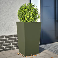 Fioriera da Giardino-Vaso da Esterno-Contenitore per Piante Verde Oliva 45x45x75 cm in Acciaio