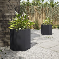 Fioriere da Giardino 2 pz Esagono Nero 46x40x45 cm Acciaio 851109