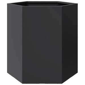 Vaso per fioriera aiuola rialzata piante fiori giardino terrazze set da 2 esagono 46 x 40 x 45 cm acciaio nero 02_0039074