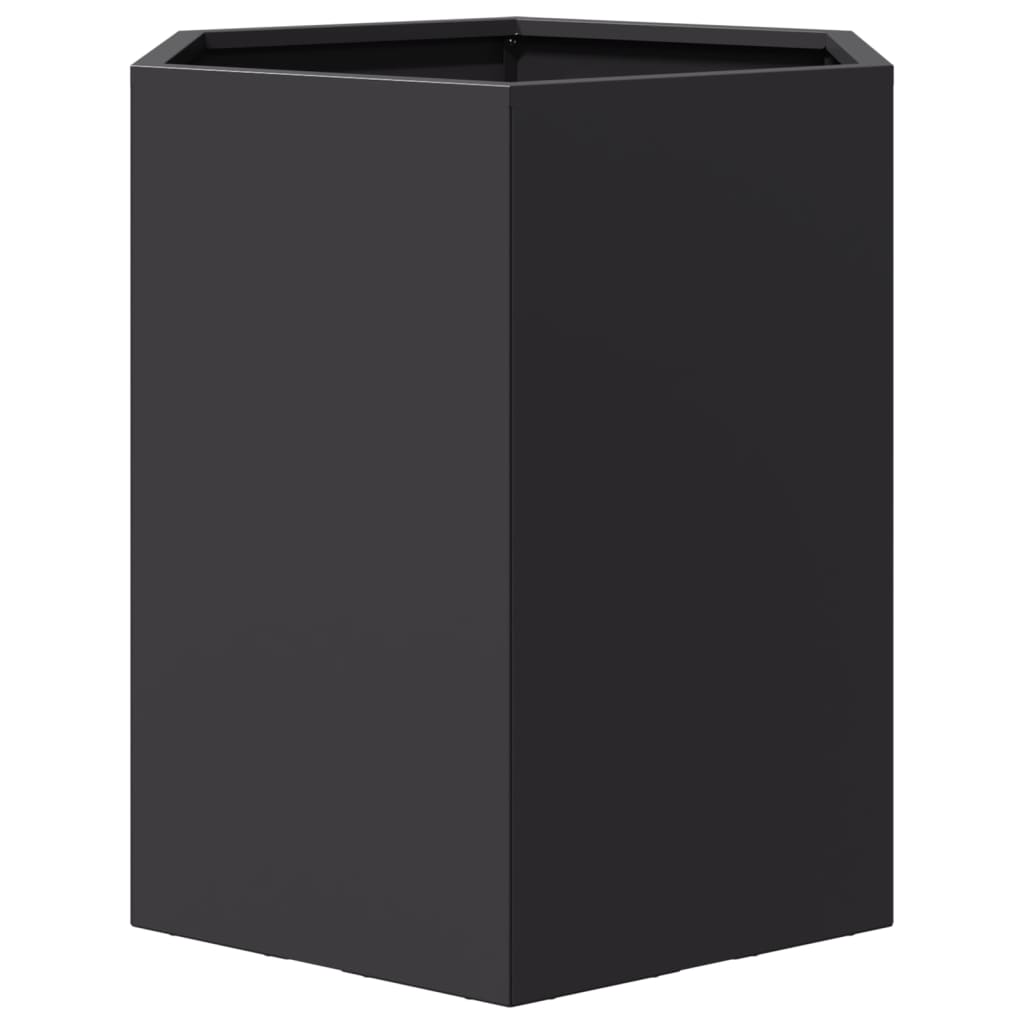 Vaso per fioriera aiuola rialzata piante fiori giardino terrazze set da 2 esagono 46 x 40 x 45 cm acciaio nero 02_0039074