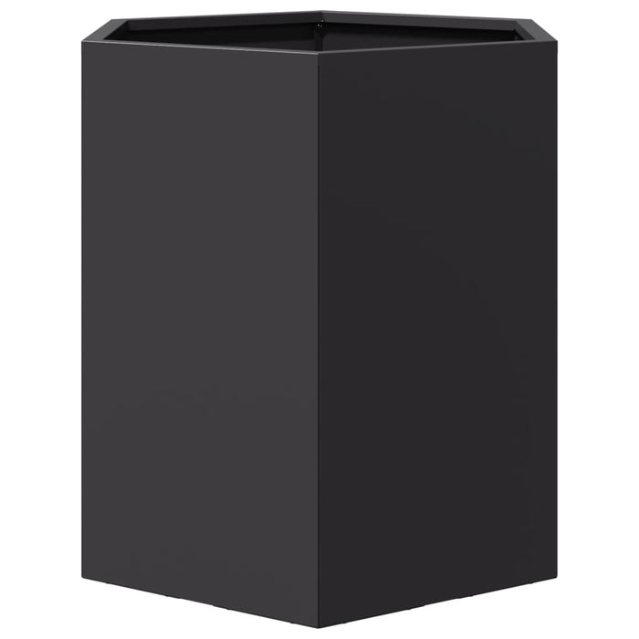 Vaso per fioriera aiuola rialzata piante fiori giardino terrazze set da 2 esagono 46 x 40 x 45 cm acciaio nero 02_0039074