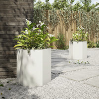 Fioriere da Giardino 2 pz Esagono Bianco 46x40x45 cm Acciaio