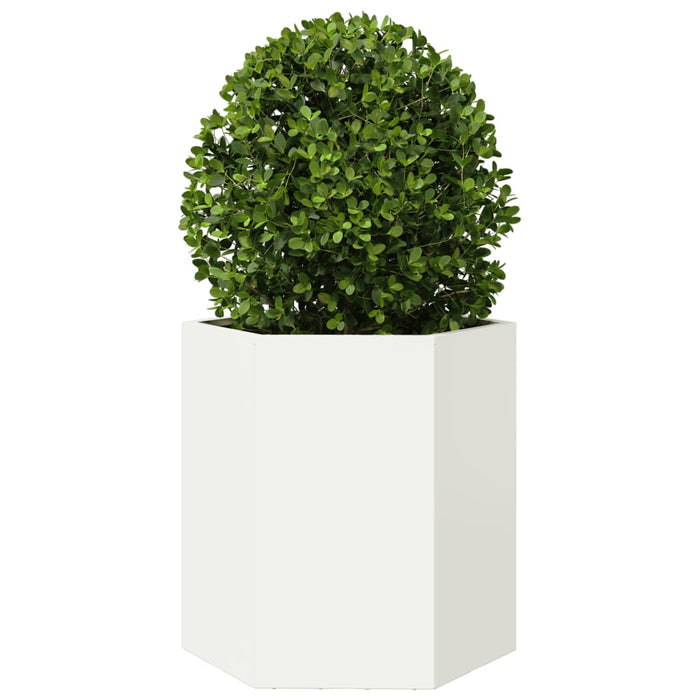 Fioriere da Giardino 2 pz-Vaso da giardino Esagono Bianco 46x40x45 cm Acciaio