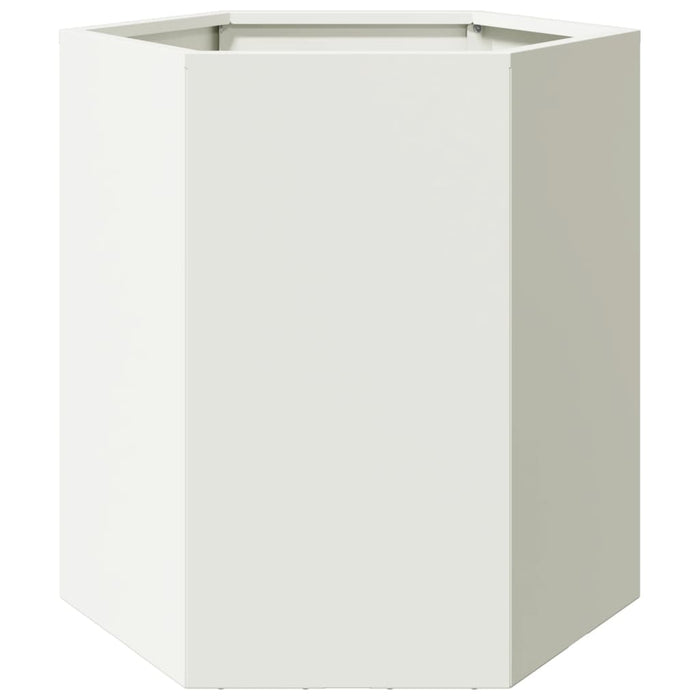 Fioriere da Giardino 2 pz-Vaso da giardino Esagono Bianco 46x40x45 cm Acciaio