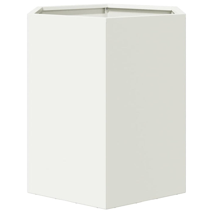 Vaso per fioriera aiuola rialzata piante fiori giardino terrazze set da 2 esagono 46 x 40 x 45 cm acciaio bianco 02_0039073