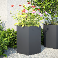 Fioriere da Giardino 2 pz Antracite Esagono 46x40x45 cm Acciaio 851113