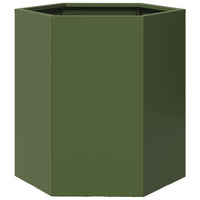 Fioriera da Giardino-Vaso da Esterno-Contenitore per Piante Verde Oliva Esagono 46x40x45 cm Acciaio