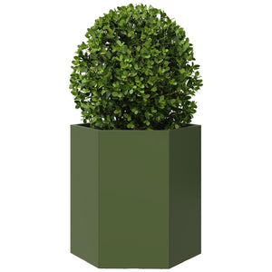 Fioriere da Giardino 2pz Verde Oliva Esagono 46x40x45cm Acciaio 851115