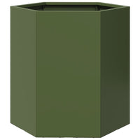 Fioriere da Giardino 2pz Verde Oliva Esagono 46x40x45cm Acciaio 851115