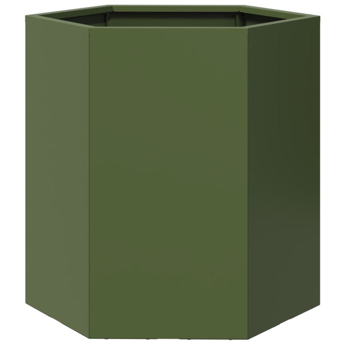 vidaXL Fioriere da Giardino 2pz Verde Oliva Esagono 46x40x45cm Acciaio