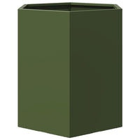 Fioriere da Giardino 2pz Verde Oliva Esagono 46x40x45cm Acciaio 851115