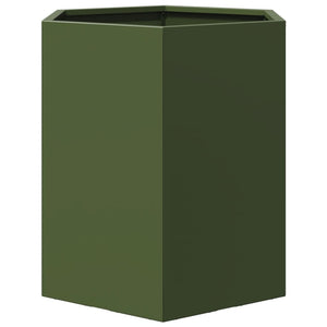 Fioriere da Giardino 2pz Verde Oliva Esagono 46x40x45cm Acciaio 851115