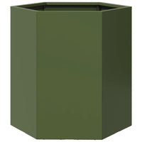 Fioriere da Giardino 2pz Verde Oliva Esagono 46x40x45cm Acciaio 851115