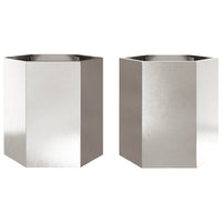 vidaXL Fioriere da Giardino 2pz Nera Esagono Acciaio inossidabile