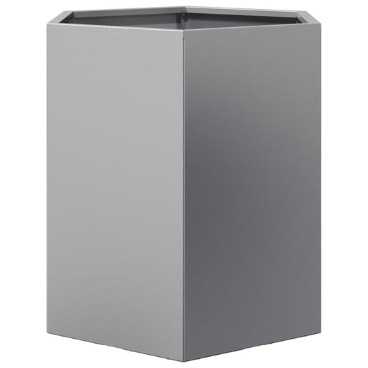 Vaso per fioriera aiuola rialzata piante fiori terrazzo giardino esagono 46 x 40 x 45 cm acciaio zincato Argento 02_0038646