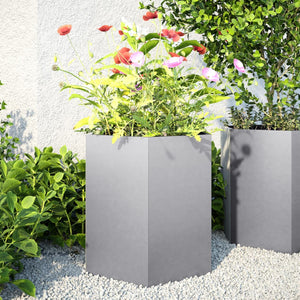 Fioriere da Giardino 2 pz Esagono 46x40x45cm Acciaio Zincato 851119
