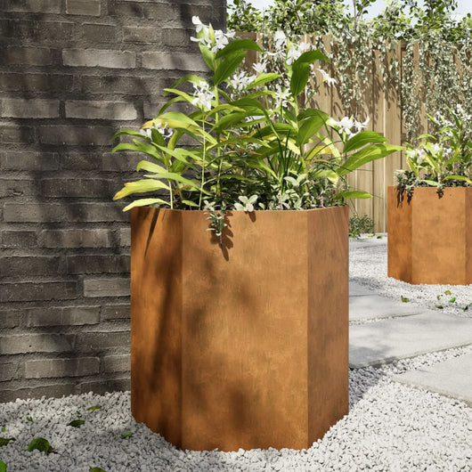 vidaXL Fioriere da Giardino 2 pz Esagono 46x40x45 cm in acciaio corten