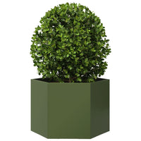 Fioriera da Giardino Verde Oliva Esagono 69x60x45 cm in Acciaio 851125