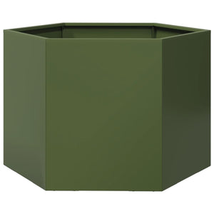 Fioriera da Giardino Verde Oliva Esagono 69x60x45 cm in Acciaio 851125