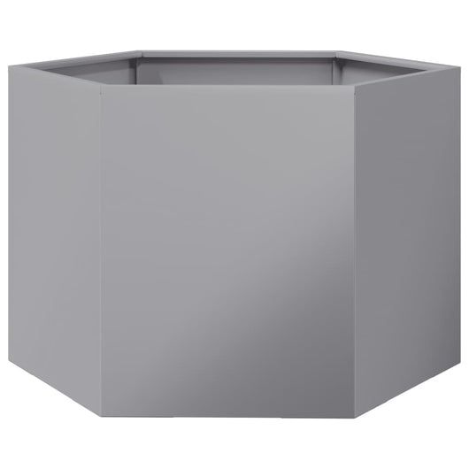 Vaso per fioriera aiuola rialzata piante fiori terrazzo giardino esagono 69 x 60 x 45 cm acciaio zincato Argento 02_0038652