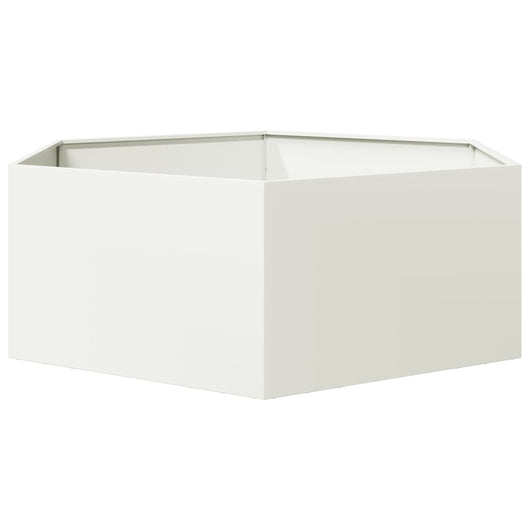 Vassoio per fioriera aiuola rialzata piante fiori terrazza giardino esagono 138 x 120 x 45 cm acciaio bianco 02_0038637