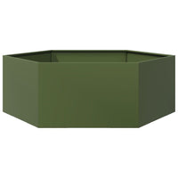 Fioriera da Giardino-Vaso da Esterno-Contenitore per Piante Verde Oliva Esagono 138x120x45 cm Acciaio