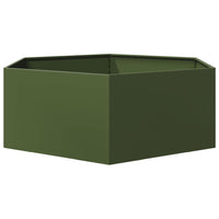 Fioriera da Giardino Verde Oliva Esagono 138x120x45 cm Acciaio