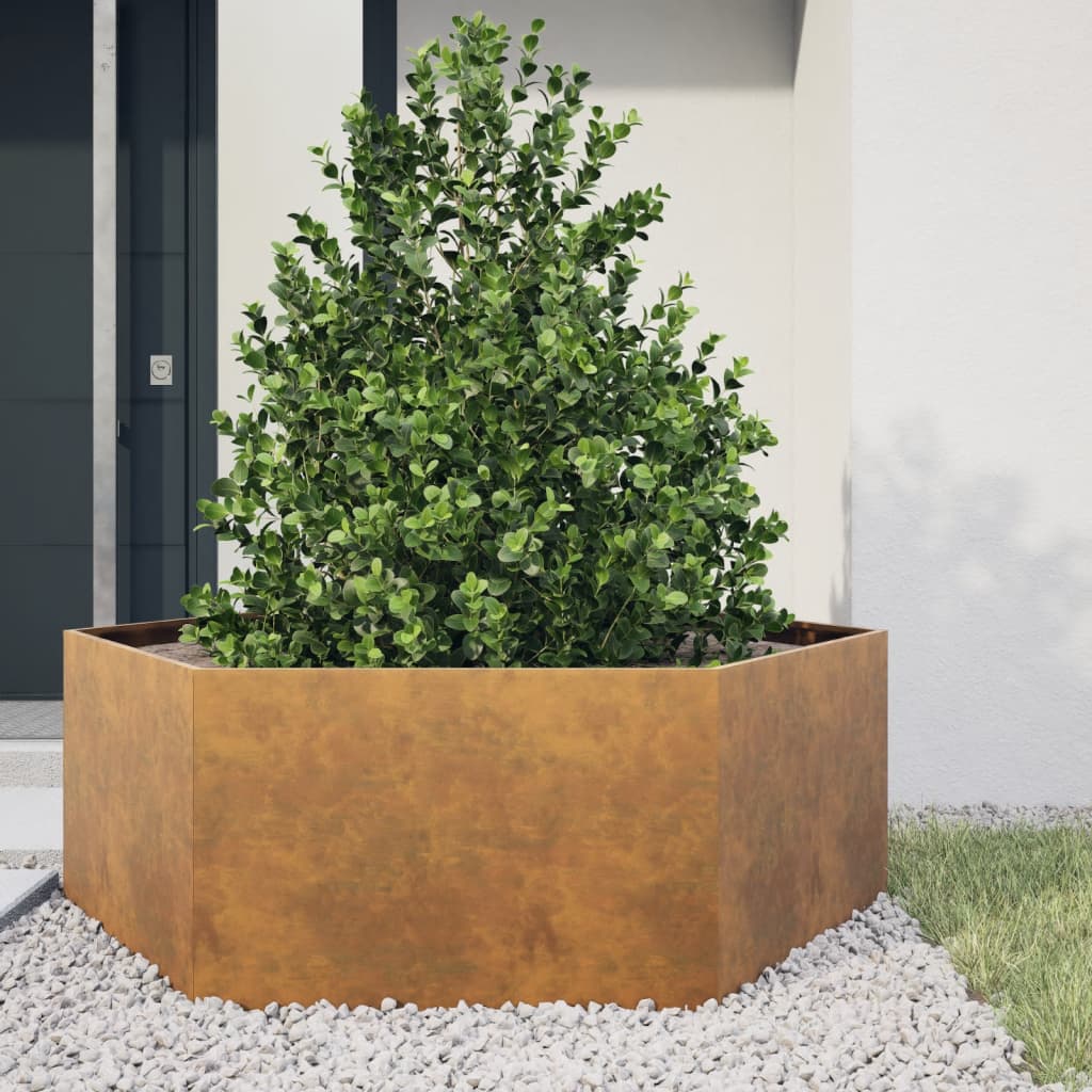 Fioriera da Giardino Esagono 138x120x45 cm in Acciaio Corten 851142