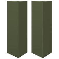 Fioriere 2 pz Verde Oliva Triangolari 30x26x75 cm in Acciaio 851150