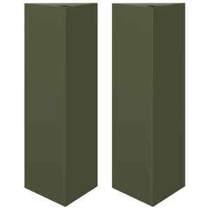 Fioriere 2 pz Verde Oliva Triangolari 30x26x75 cm in Acciaio 851150