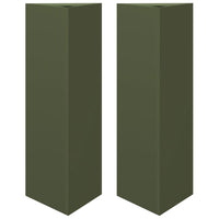 Vaso per fioriera aiuola rialzata piante fiori giardino terrazze set di 2 triangolari oliva 30 x 26 x 75 cm verde acciaio 02_0039089