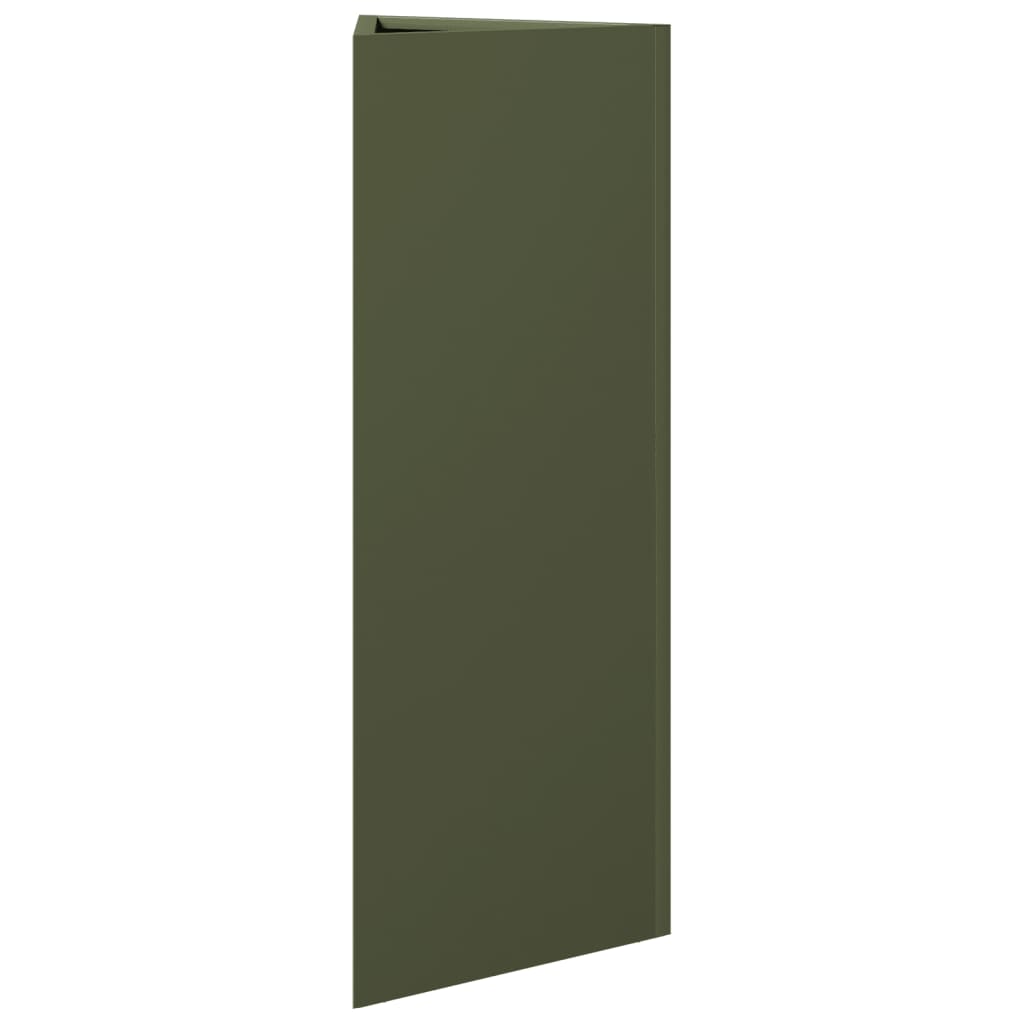 Fioriere 2 pz Verde Oliva Triangolari 30x26x75 cm in Acciaio