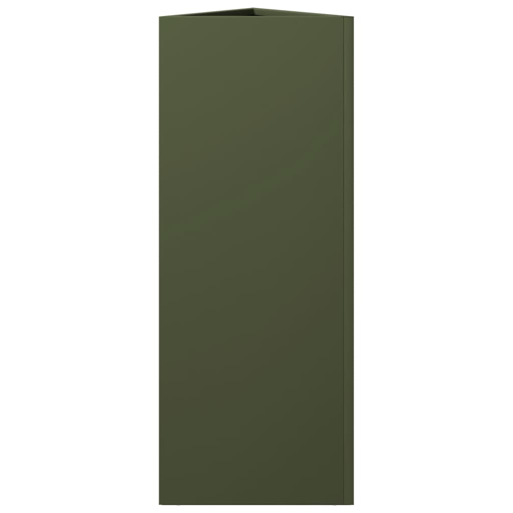 Fioriere 2 pz Verde Oliva Triangolari 30x26x75 cm in Acciaio 851150