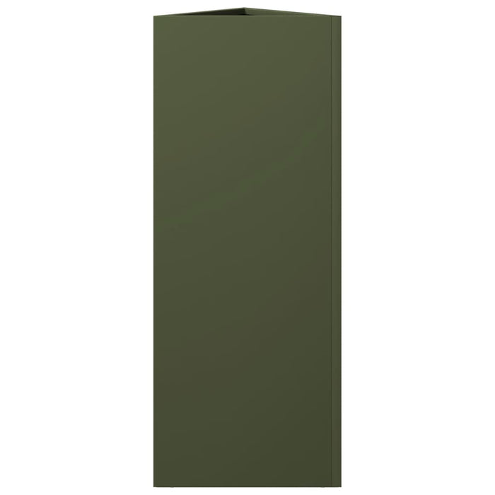 Fioriere 2 pz Verde Oliva Triangolari 30x26x75 cm in Acciaio 851150