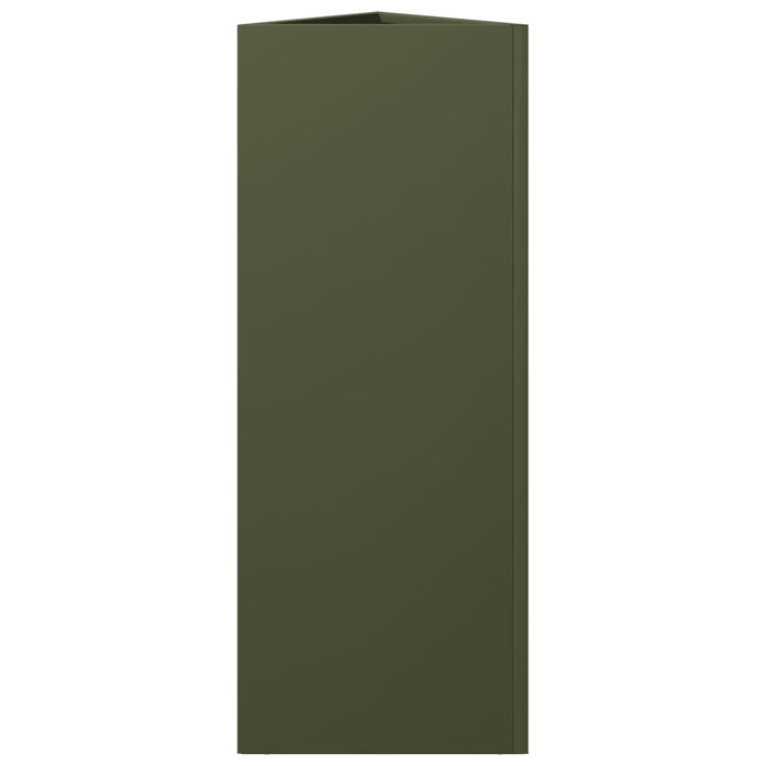 Fioriere 2 pz Verde Oliva Triangolari 30x26x75 cm in Acciaio
