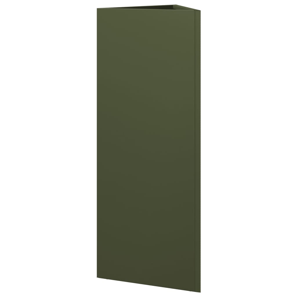 Fioriere 2 pz Verde Oliva Triangolari 30x26x75 cm in Acciaio