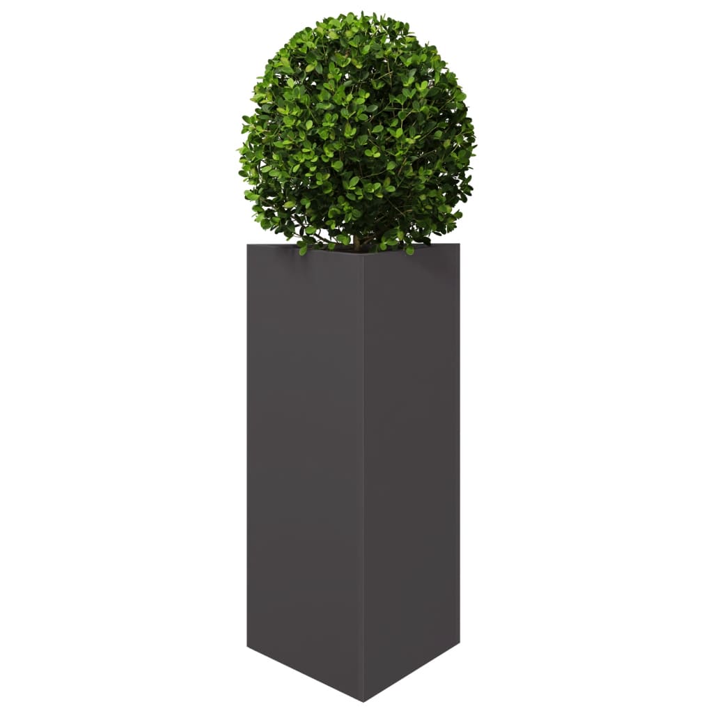 Fioriera da Giardino-Vaso da Esterno-Contenitore per Piante Nera Triangolare 40x34,5x70 cm in Acciaio