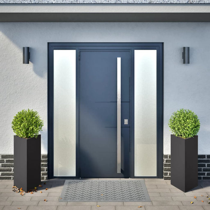 Fioriere da Giardino 2 pz Nere Triangolari 40x34,5x70cm Acciaio