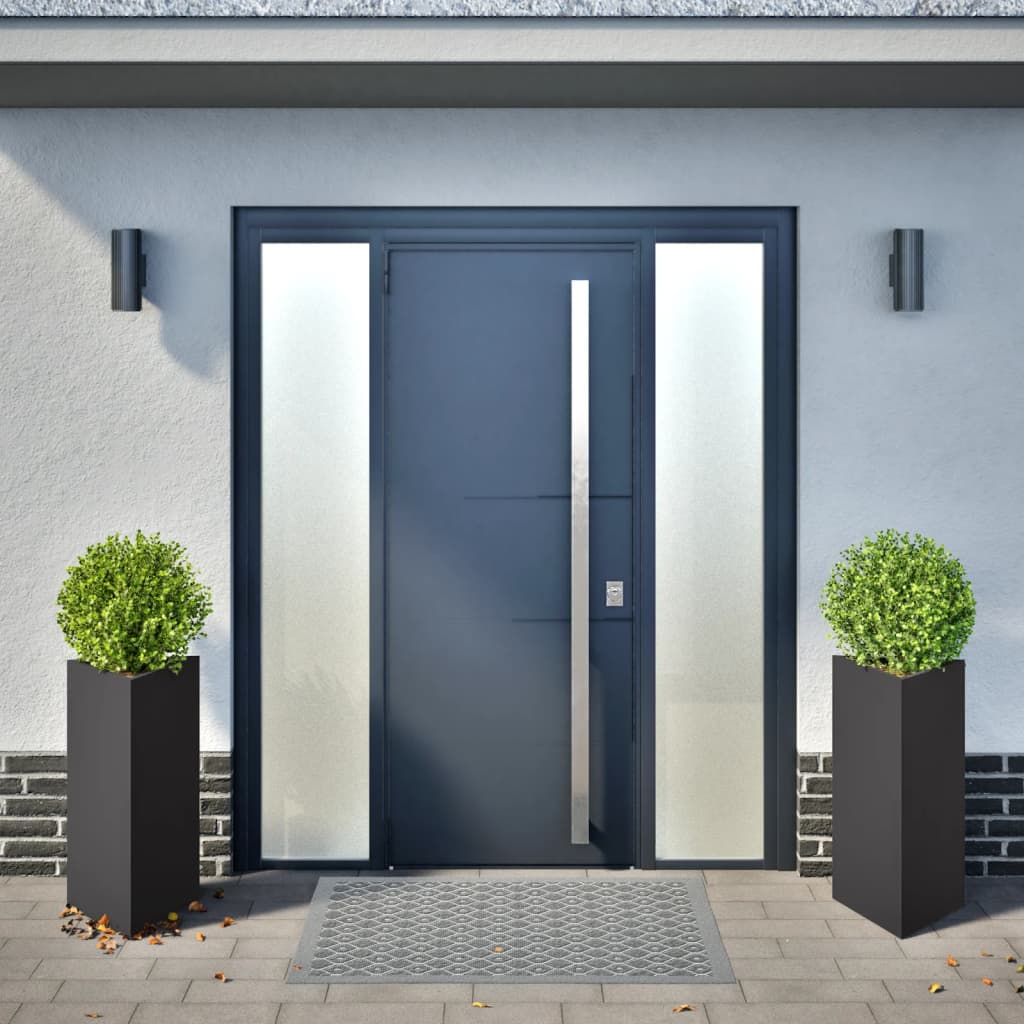 Fioriere da Giardino 2 pz Nere Triangolari 40x34,5x70cm Acciaio 851158