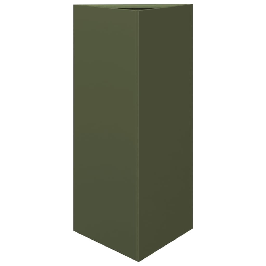 vidaXL Fioriera Verde Oliva Triangolare 40x34,5x70 cm in Acciaio