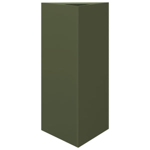 Fioriere 2 pz Verde Oliva Triangolari 40x34,5x70 cm in Acciaio 851164