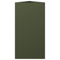 Vaso per fioriera aiuola rialzata piante fiori giardino terrazze set da 2 triangolari oliva 40 x 34,5 x 70 cm verde acciaio 02_0039090