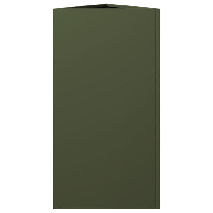 Fioriere 2 pz Verde Oliva Triangolari 40x34,5x70 cm in Acciaio