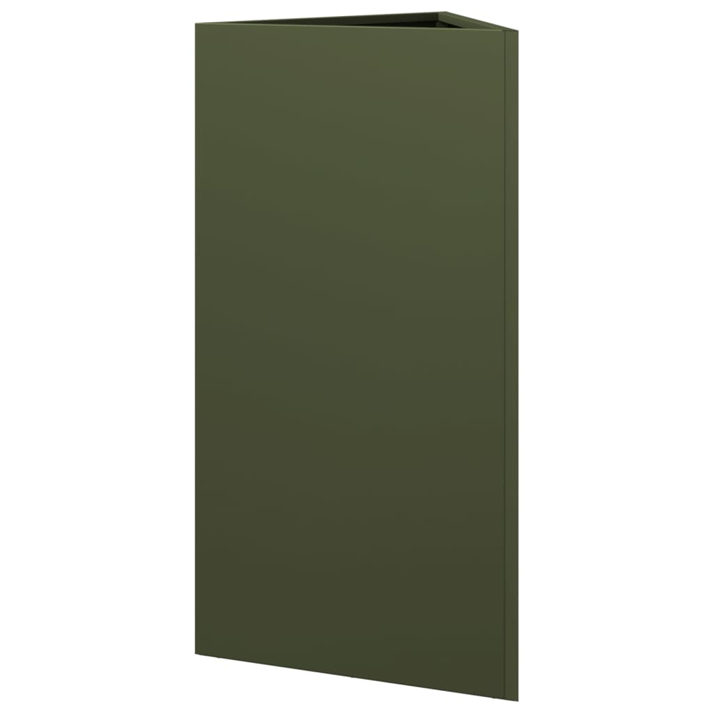 Fioriere 2 pz Verde Oliva Triangolari 40x34,5x70 cm in Acciaio